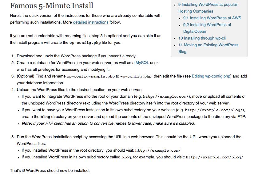 wordpress instructions